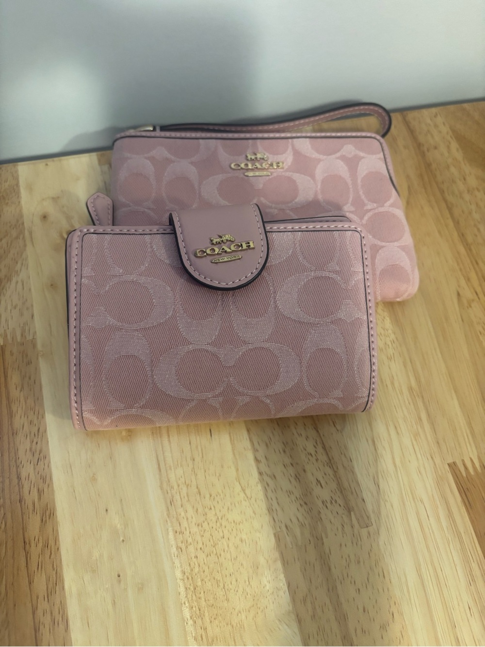 Coach Pink Signature Wallet and Wristlet Duo
